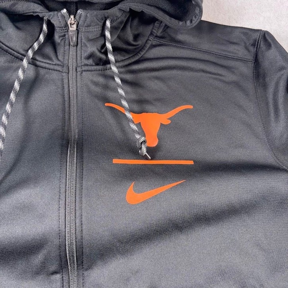 Nike Full Zip Hoodie Mens 2XL Black Solid Texas Longhorns Dri-FIT Activewear - Picture 6 of 8